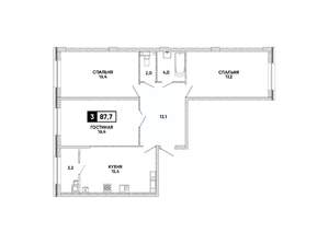 3-к квартира, вторичка, 88м2, 15/16 этаж