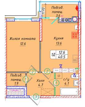 Студия квартира, вторичка, 41м2, 22/21 этаж