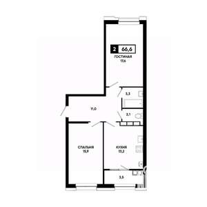 2-к квартира, вторичка, 67м2, 18/20 этаж