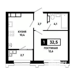 1-к квартира, строящийся дом, 33м2, 15/21 этаж