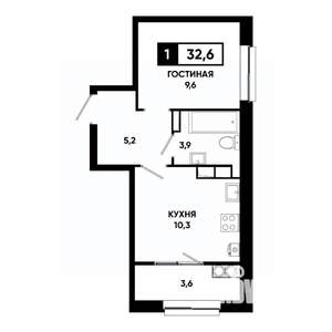 1-к квартира, строящийся дом, 33м2, 14/19 этаж