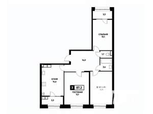 3-к квартира, вторичка, 87м2, 15/20 этаж