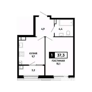 1-к квартира, вторичка, 37м2, 5/18 этаж