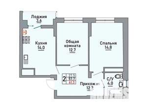 2-к квартира, вторичка, 61м2, 6/9 этаж