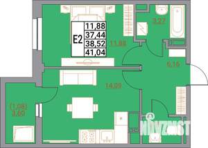 1-к квартира, вторичка, 41м2, 18/21 этаж