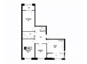 3-к квартира, вторичка, 89м2, 19/20 этаж