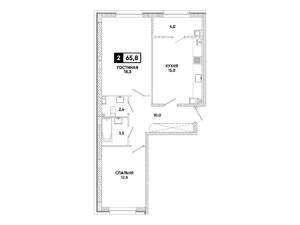 2-к квартира, вторичка, 66м2, 3/12 этаж