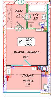 Студия квартира, вторичка, 25м2, 22/21 этаж