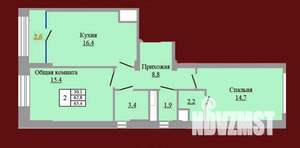 2-к квартира, вторичка, 65м2, 8/9 этаж