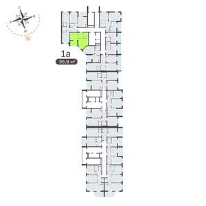 1-к квартира, вторичка, 36м2, 7/19 этаж