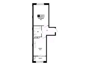 1-к квартира, вторичка, 48м2, 4/14 этаж