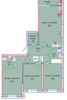 Студия квартира, вторичка, 80м2, 10/21 этаж