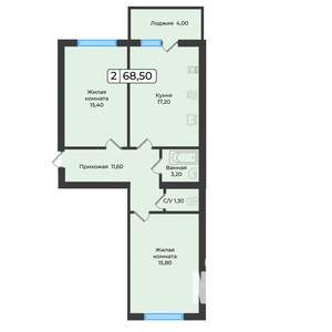 2-к квартира, вторичка, 69м2, 2/5 этаж