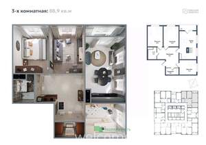 3-к квартира, вторичка, 89м2, 17/20 этаж