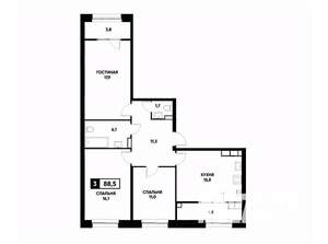 3-к квартира, вторичка, 89м2, 14/20 этаж