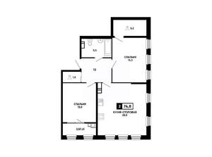 1-к квартира, вторичка, 75м2, 12/14 этаж