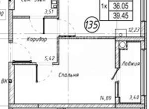 1-к квартира, вторичка, 36м2, 4/4 этаж