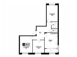 3-к квартира, вторичка, 88м2, 16/18 этаж