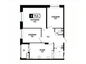3-к квартира, вторичка, 72м2, 21/24 этаж