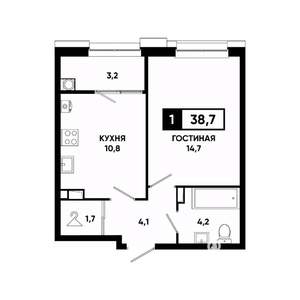 1-к квартира, вторичка, 39м2, 4/20 этаж