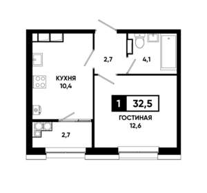 1-к квартира, вторичка, 33м2, 19/20 этаж