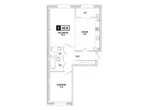 2-к квартира, вторичка, 66м2, 11/12 этаж