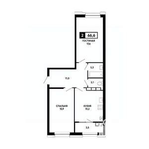2-к квартира, вторичка, 67м2, 20/20 этаж