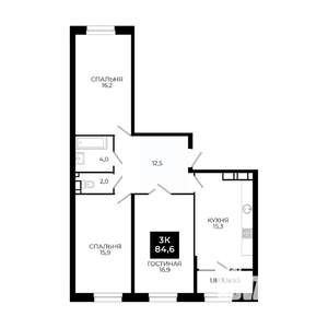 3-к квартира, вторичка, 85м2, 14/24 этаж