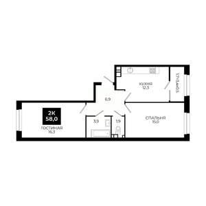 2-к квартира, вторичка, 58м2, 10/24 этаж