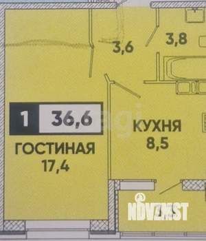 1-к квартира, вторичка, 37м2, 4/16 этаж