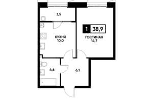 1-к квартира, вторичка, 39м2, 2/18 этаж