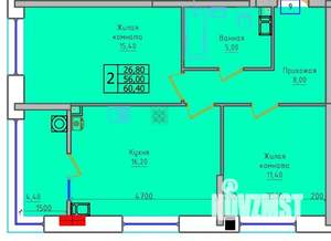 2-к квартира, вторичка, 60м2, 2/18 этаж