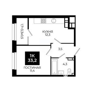 1-к квартира, вторичка, 33м2, 15/24 этаж