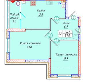 2-к квартира, вторичка, 51м2, 9/21 этаж
