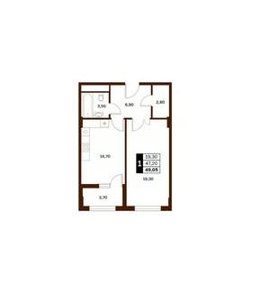 1-к квартира, вторичка, 49м2, 8/14 этаж