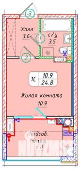 Студия квартира, вторичка, 25м2, 22/22 этаж