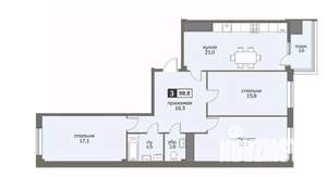 3-к квартира, строящийся дом, 99м2, 8/12 этаж
