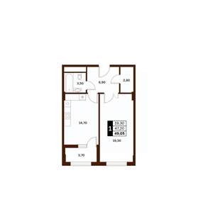 1-к квартира, вторичка, 49м2, 10/14 этаж