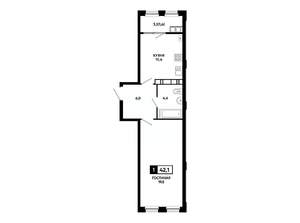 1-к квартира, вторичка, 42м2, 18/24 этаж