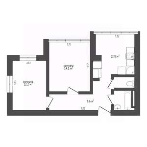 2-к квартира, вторичка, 58м2, 4/19 этаж