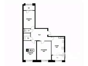 3-к квартира, вторичка, 89м2, 12/22 этаж