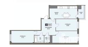 3-к квартира, строящийся дом, 99м2, 11/12 этаж