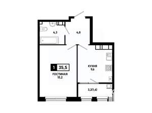1-к квартира, вторичка, 36м2, 18/24 этаж