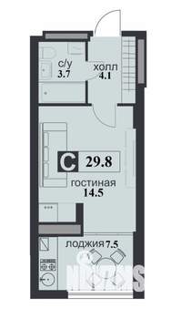 Студия квартира, строящийся дом, 30м2, 3/12 этаж