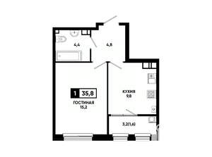 1-к квартира, вторичка, 36м2, 10/24 этаж