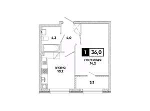 1-к квартира, вторичка, 36м2, 2/16 этаж