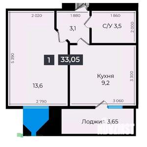 1-к квартира, вторичка, 33м2, 4/17 этаж