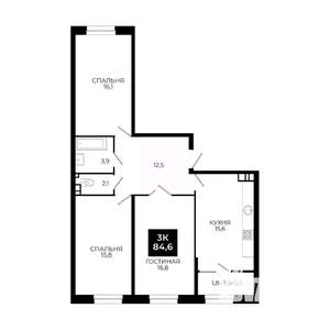 3-к квартира, вторичка, 85м2, 4/24 этаж