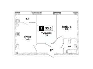2-к квартира, вторичка, 54м2, 2/8 этаж