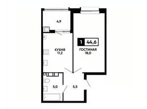 1-к квартира, вторичка, 45м2, 10/24 этаж